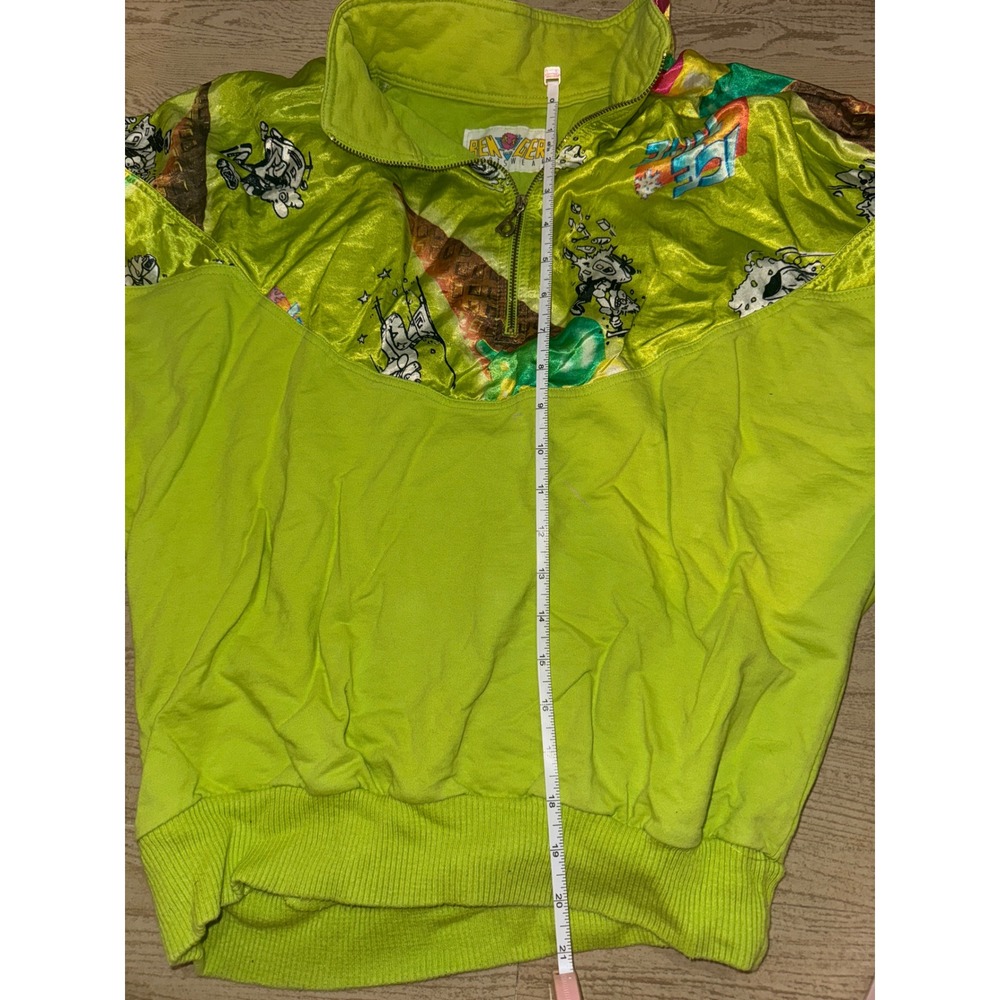 Benger Sportswear Vintage Neon Green Ice Time Graphic Quarter Zip Jacket Size 40 - Picture 4 of 5